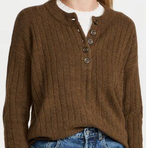Madewell Cherry Ribbed Henley Sweater Size small